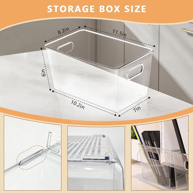 MOONEDGE 4-Pack Clear Plastic Storage Bins — Open-Top PET Organizers and Storage - Image 2