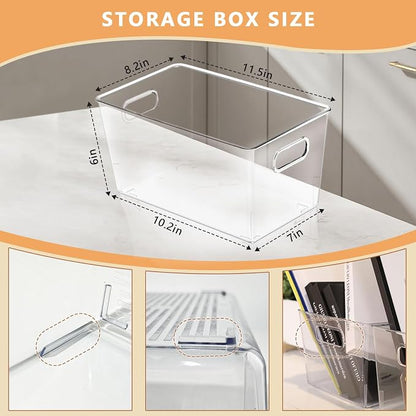 MOONEDGE 4-Pack Clear Plastic Storage Bins — Open-Top PET Organizers and Storage - Image 2