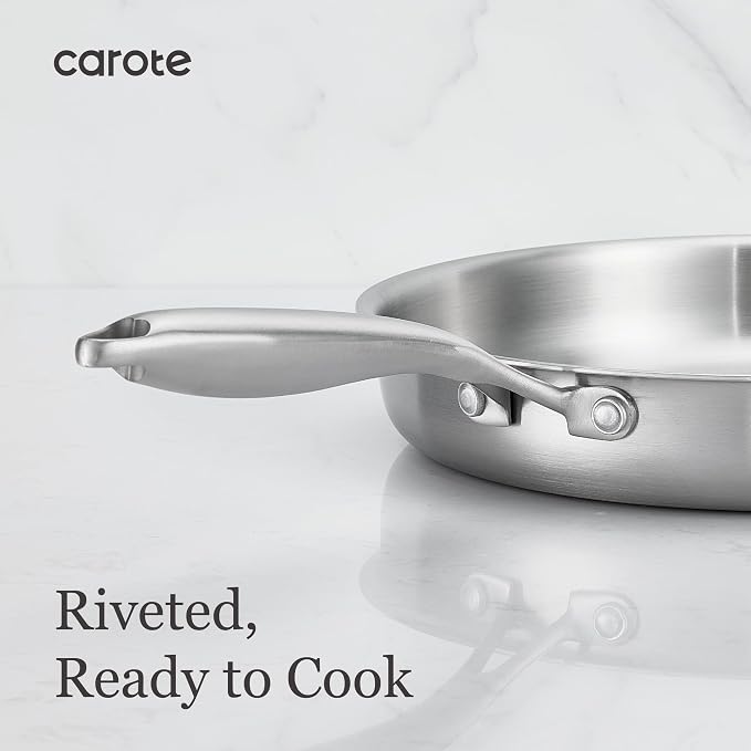 CAROTE 7-Piece Tri-Ply Stainless Steel Frying Pan Set, Skillet Set 8"/10"/12" - Image 5