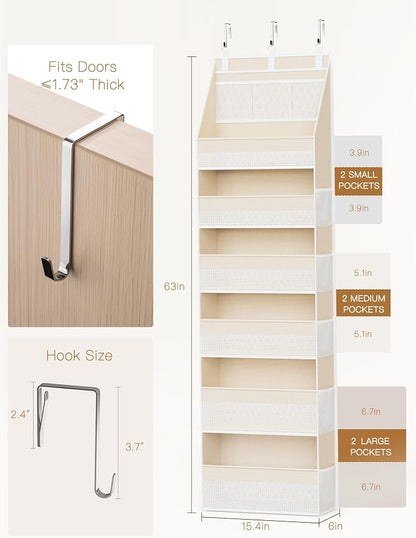 Criusia 2 Pack Over the Door Organizer, 6-Shelf Closet Hanging Storage - Image 2