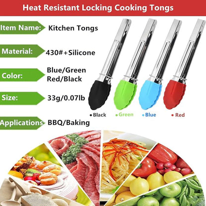 Mini Kitchen Tongs with Silicone Tips, 3-Piece Set, 7-Inch Non-Stick Tongs with - Image 4
