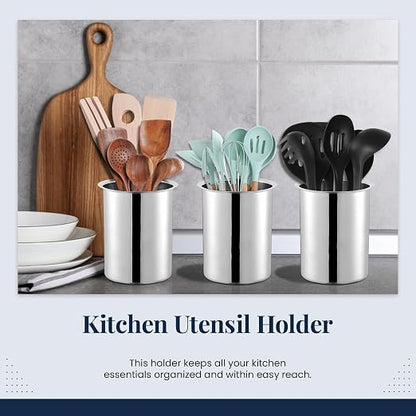 OCS Parts 6.75-Inch Kitchen Utensil Holders | Set of 3 | Stainless Steel - Image 3