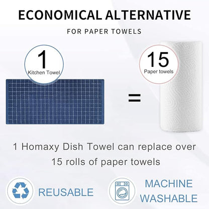 Homaxy 100% Cotton Terry Kitchen Towels, Checkered Designed, Soft and Super - Image 7
