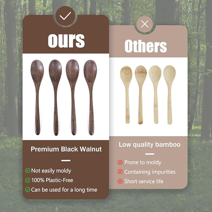 4 Pcs Small Black Walnut Wood Spoons - Image 6