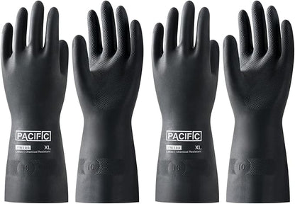 PACIFIC PPE 2 Pairs Chemical Resistant Gloves, Heavy Duty Industrial Rubber by PACIFICPPE