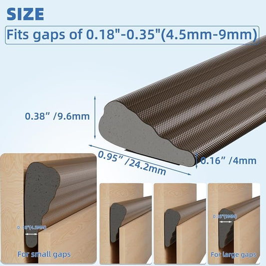 Wedge-Shape Window Weather Stripping Door Frame Seal Strip 118” Brown, Upgrade - Image 2