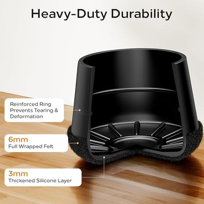 24 PCS Silicone Chair Leg Floor Protectors Medium Fit Rubber Felt Furniture - Image 7
