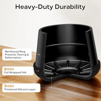 Meldel 24 PCS Silicone Chair Leg Floor Protectors Large Rubber Felt Furniture - Image 7