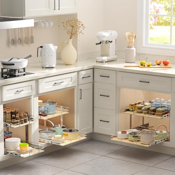 ROOMTEC 2 Tier Individual Pull Out Cabinet Organizer 22½"W x 21½"D, Slide Out - Image 6