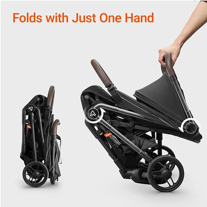Lightweight Baby Travel Stroller with Carbon Fiber Frame, Compact & Airplane-Friendly, One-Handed Folding Design, 11.6 lbs, Perfect for Toddlers, Jet