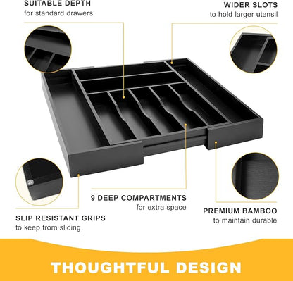 Large Premium Bamboo Silverware Organizer - Image 5