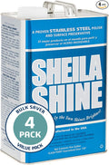 Sheila Shine 4 x 1 Gal. Can Stainless Steel Cleaner and Polish, Protects Household Kitchen Surface, Removes Grease, Fingerprints, Watermark, Stainless Steel Cleaner for Appliances, Fridge, Oven & Sink
