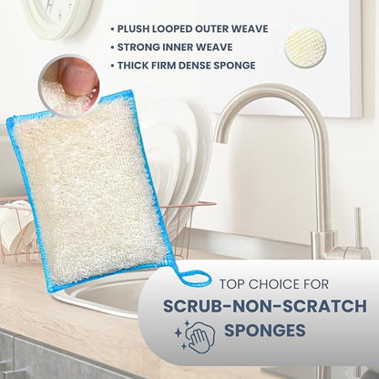 Whiffkitch Bamboo Fiber Kitchen Sponges – Washable Multicolor Non Scratch Dish - Image 3