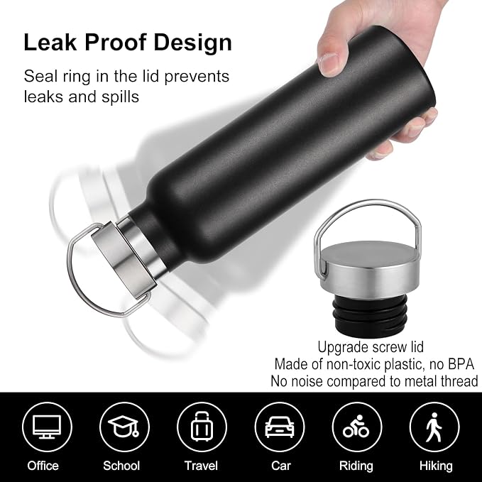 Neihepal 20 oz Insulated Water Bottles Bulk 8 Pack, Stainless Steel Double Wall - Image 4