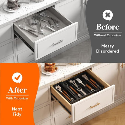 Lifewit Utensil Organizer for Kitchen Drawers, Expandable Cooking Utensil Tray - Image 7