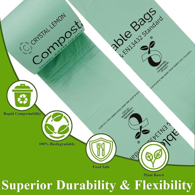 C Crystal Lemon 50 Count Biodegradable Kitchen Food Waste Bags - Image 3