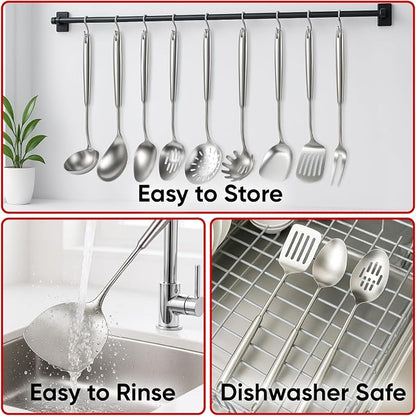 Newness 9 Pcs Cooking Utensils Set, 304 Stainless Steel Kitchen Utensils Set - Image 6