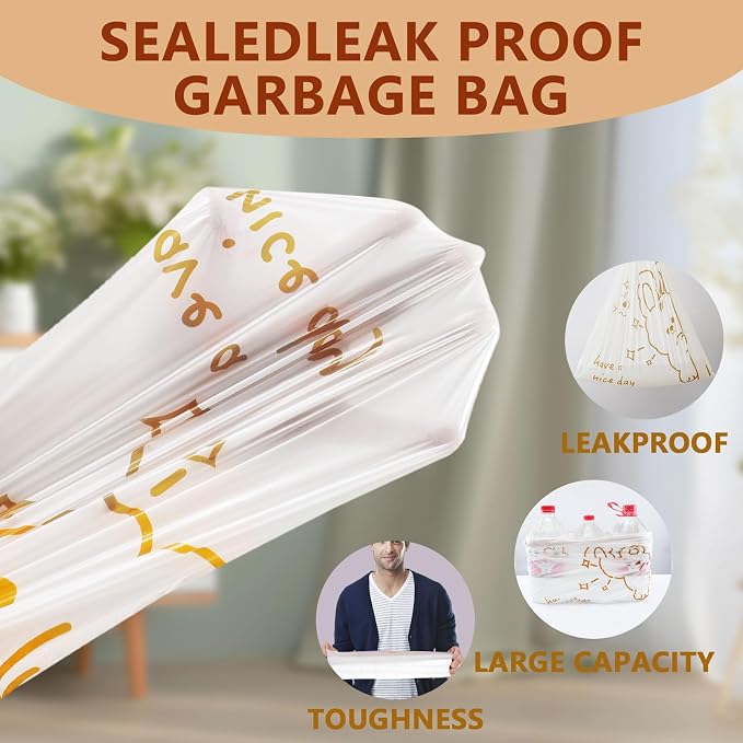 4 Gallon Trash Bags with Cute Rabbit Printed & Drawstring, Tear-Resistant Small - Image 5