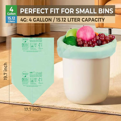 Compostable Trash Bags, 3-4 Gallon, 15 L, Extra Thick 0.8 Mil, Small Kitchen - Image 4