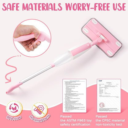 Pink Mini Spray Mop for Toddler-Girls Montessori Cleaning Toy That Real Spray - Image 2