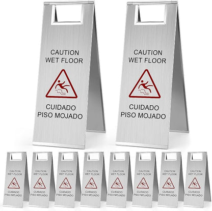 8 Pcs 24 Inch Stainless Steel Wet Floor Sign 8.8 Pound Caution Wet Floor Sign by Unknown