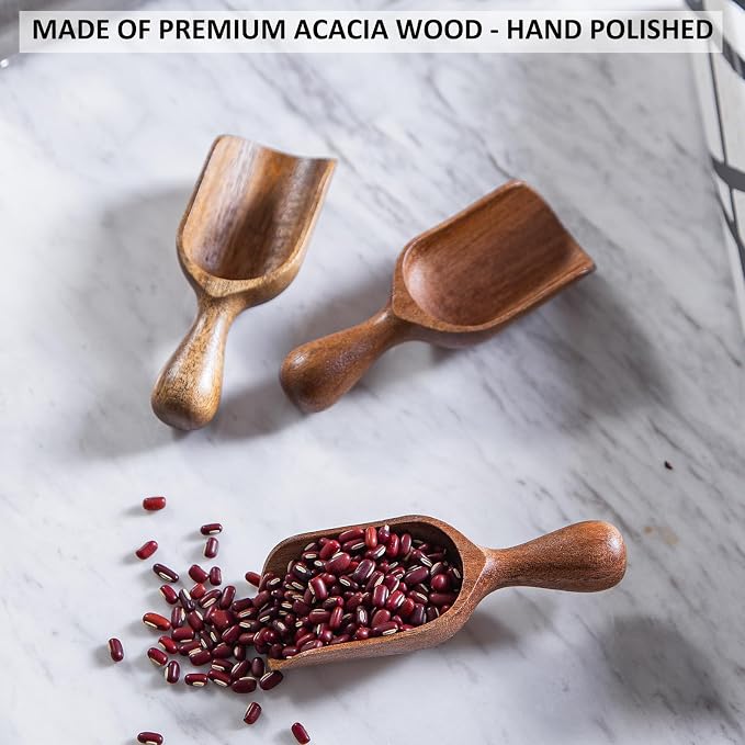 Wooden Scoops for Canisters 4PCS Acacia Wooden Scoop for Jars Mini Measuring - Image 4