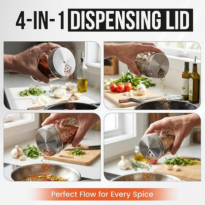 Mason Jar Spice Shaker Lids Stainless Steel – 4 Pack Adjustable Spice Lids - Image 3