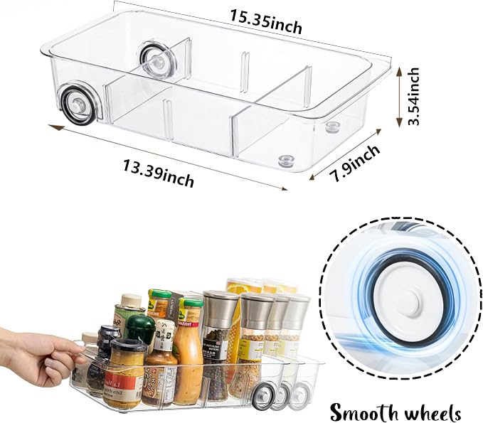 Fridge Organizer Bins With Wheels, 2 Pack Roll Out Refrigerator Organizers And - Image 2