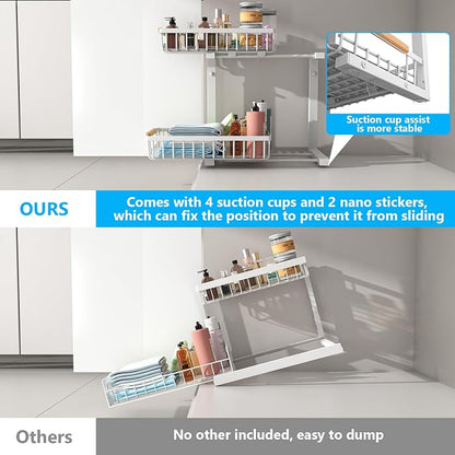 Merrylun Under Sink Organizers, 5 Adjustable Height，Metal Pull Out Under Sink - Image 3