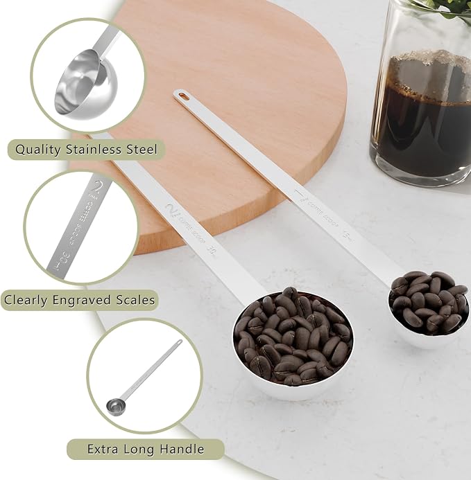 2PCS 2 Tablespoon Coffee Scoop, 9.5" Long Handle Measuring Spoon, Two tbsp - Image 3