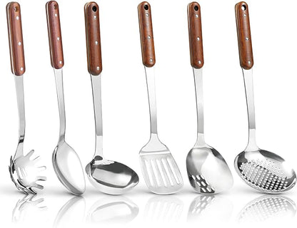 FJNATINH Stainless Steel Cooking Utensils Set, Mirror Polished 6 Pieces Kitchen - Image 7