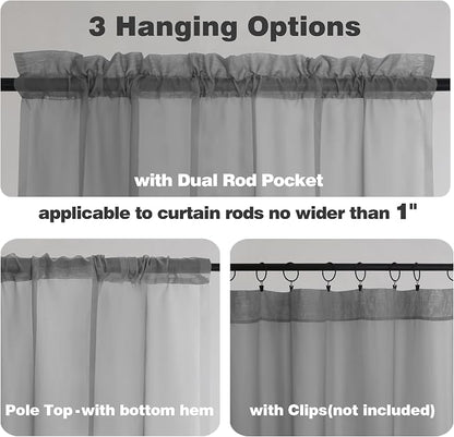 Chyhomenyc Sheer Grey Curtains 84 inches Long 2 Panels Set, Lightweight Solid - Image 6