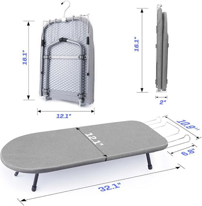 Tabletop Ironing Board with Iron Rest, Metal Mesh Panel Mini Ironing Board with - Image 5