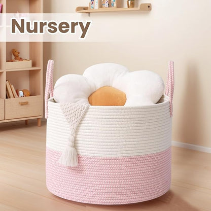 Woven Blanket Basket, 65L Large Rope Storage Bin - Image 4