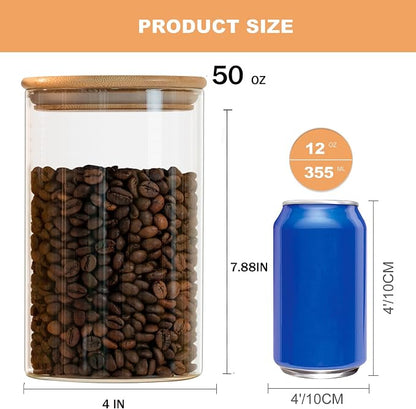 Liuruiyu 50oz Glass Food Storage Jars Set of 6, Glass Storage Containers Clear - Image 2