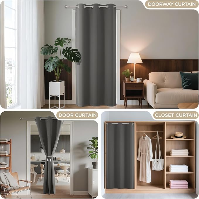 Joydeco Blackout Door Curtain for Doorway Privacy 96 Inches Long, Grommet - Image 4
