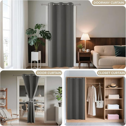 Joydeco Blackout Door Curtain for Doorway Privacy 108 Inches Long, Grommet - Image 4