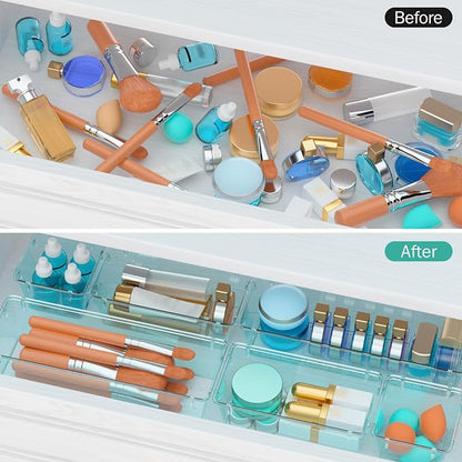 WOWBOX 9 Pack Clear Drawer Organizer Set, Acrylic Drawer Storage Trays - Image 4
