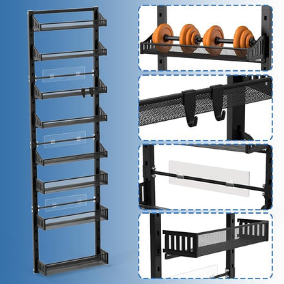 coobest 8-Tier Over the door Spice Rack Organizer, Large Heavy Duty Metal Wall - Image 9