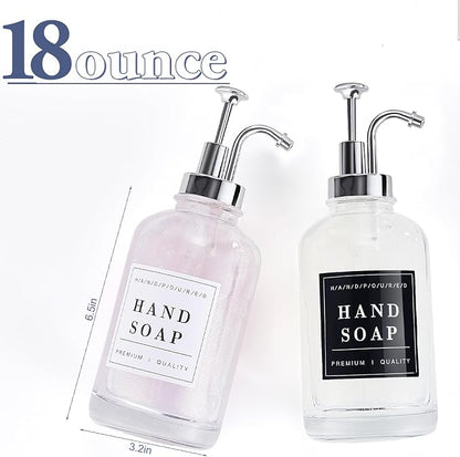 Glass Soap Dispenser with Pump, Countertop Soap and Lotion Dispenser Set of 2 - Image 2
