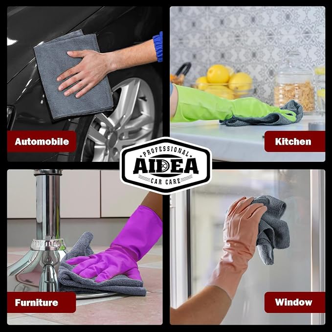 AIDEA Microfiber Cleaning Cloth Grey 10PK, Micro Fiber Cloth - Image 5