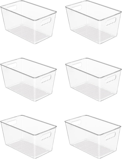 Vtopmart 6 Pack Clear Storage Bins, Pantry Cabinet Organizer Bins by Vtopmart