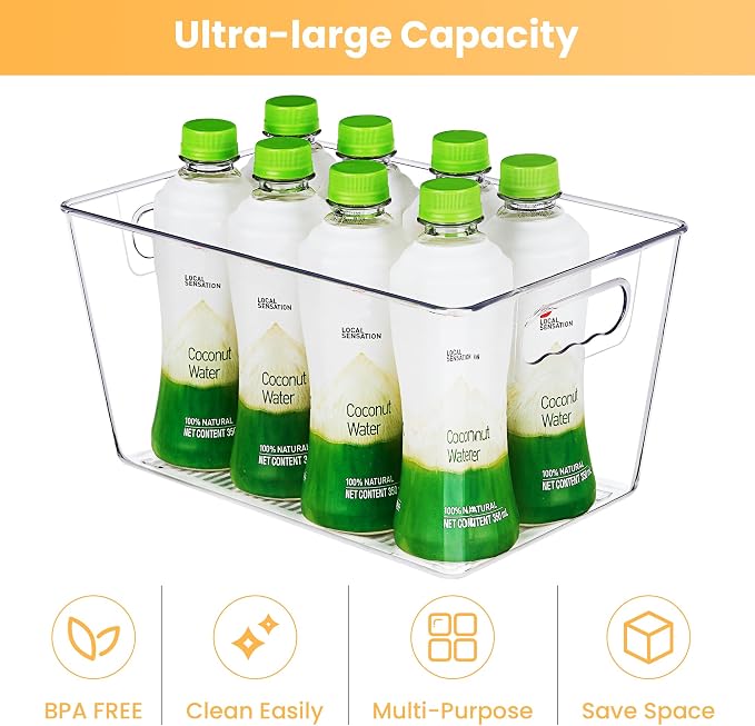 YIHONG 8 Pack Clear Pantry Organizer Bins, Plastic Storage Containers - Image 3
