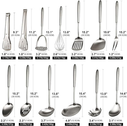 304 Stainless Steel Cooking Utensils Set, Mirror Polished Kitchen Gadget - Image 3