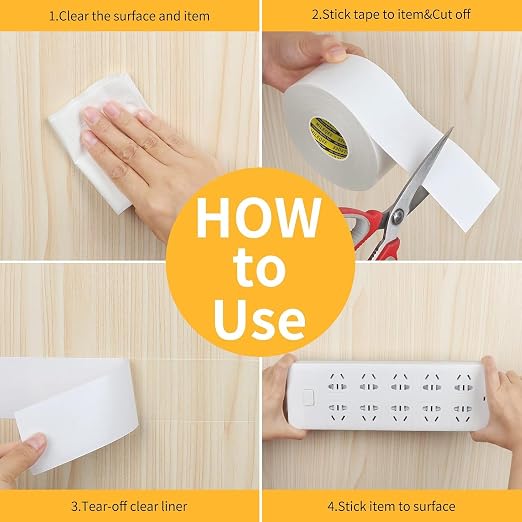 4Pack Double Sided Tape Heavy Duty, 2in x 66FT, Universal High Tack Strong Wall - Image 6