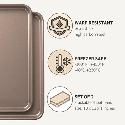 HAPPIELS Nonstick Baking Sheet Set of 2 | PFOA & BPA Free Non Toxic Carbon - Image 6