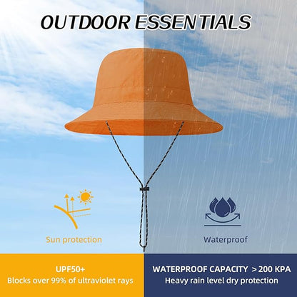 Durio Waterproof Bucket Hats for Woman UPF 50+ Sun Hat UV Protection Packable Rain Hats for Women Lightweight Hiking Hat