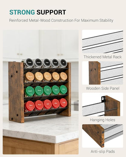 NESAPTO Spice Rack Organizer for Cabinet, Wood 4-Tier Vertical Seasoning - Image 7