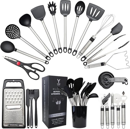 Silicone Kitchen Utensils Set 33 PCS Heat Resistant Food Grade Silicone by Unknown