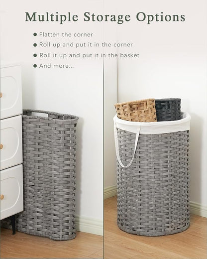 Laundry Hamper Laundry Basket Round 19.0 Gal Handwoven Rattan Laundry Basket - Image 6